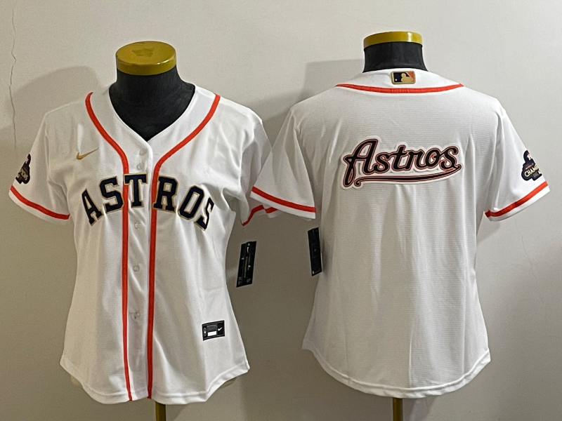 Youth Houston Astros White 2023 Gold Collection With World Serise Champions Patch Team Big Logo Stitched Baseball Jersey Youth Houston Astros White 2023 Gold Collection With World Serise Champions Patch Team Big Logo Stitched Baseball Jersey